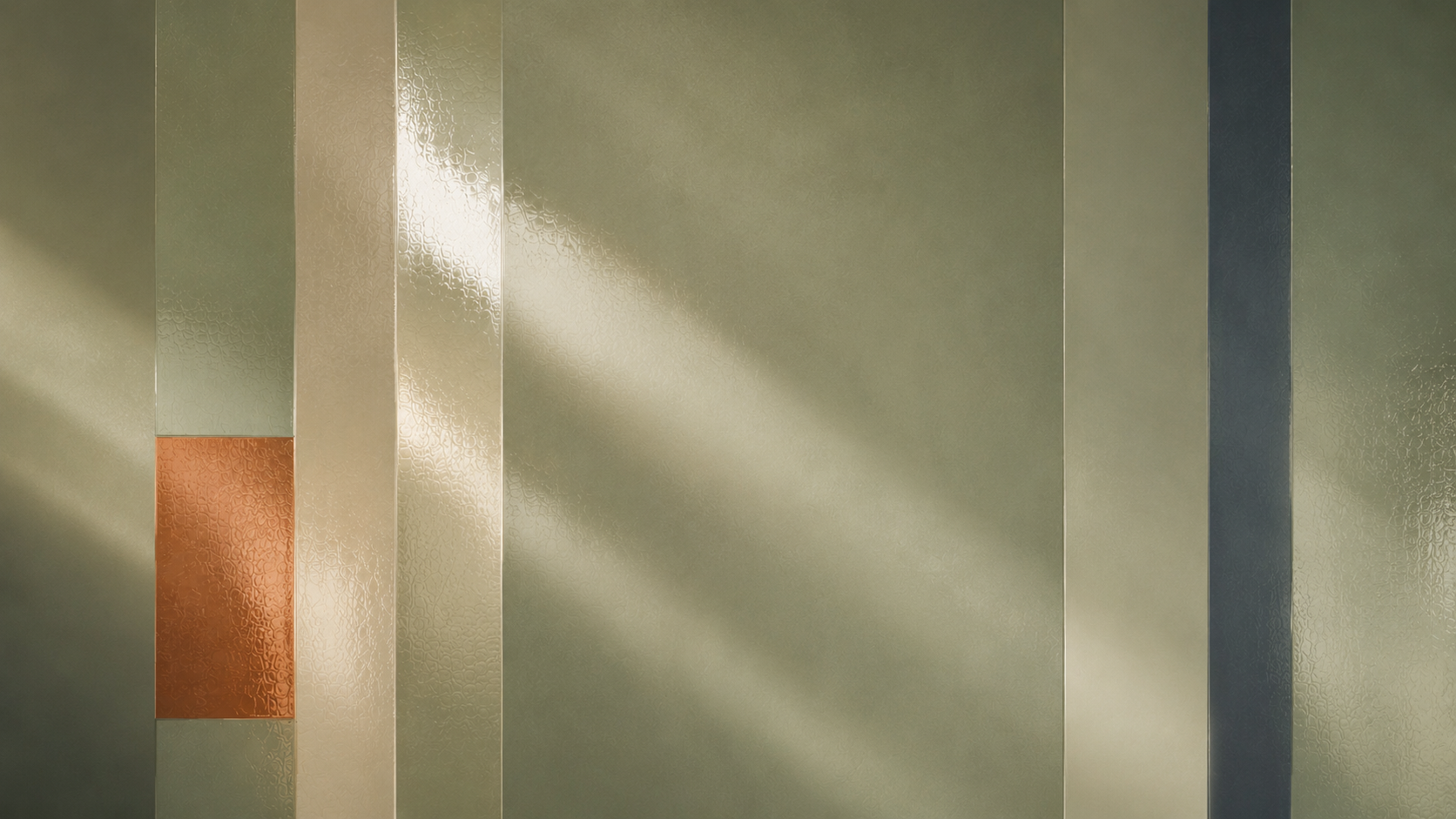 Sauge panelled wall in warm directional light